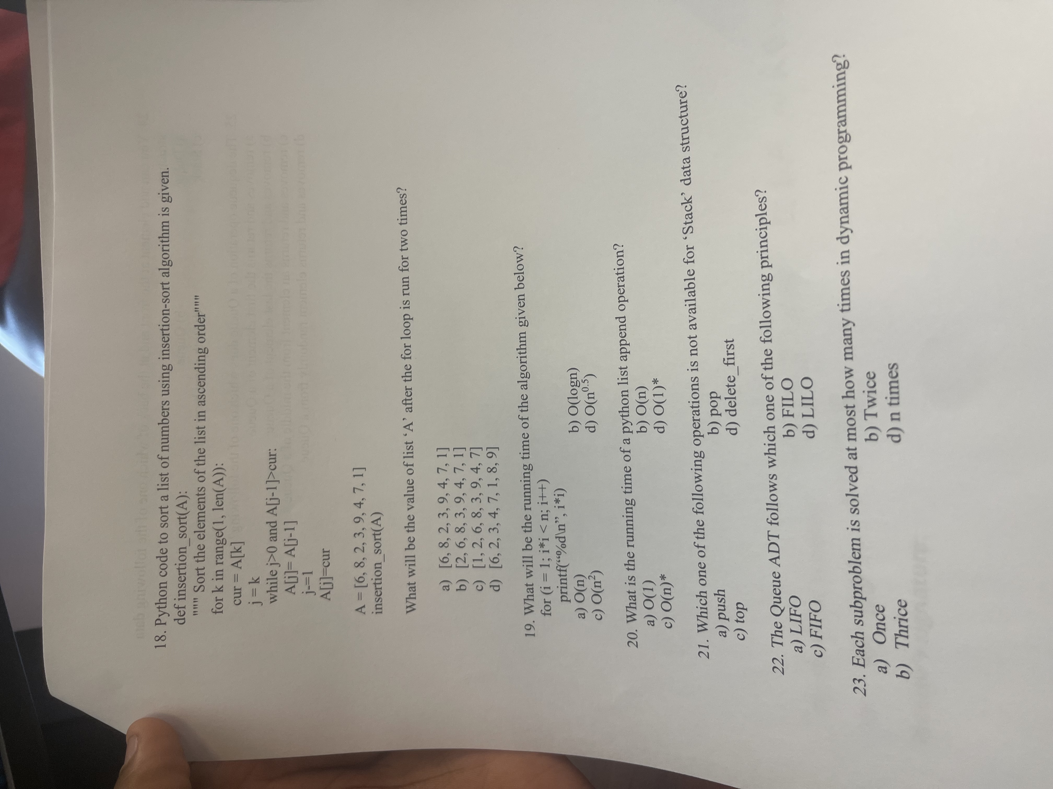  Python code to sort a list of numbers using insertion-sort algorithm