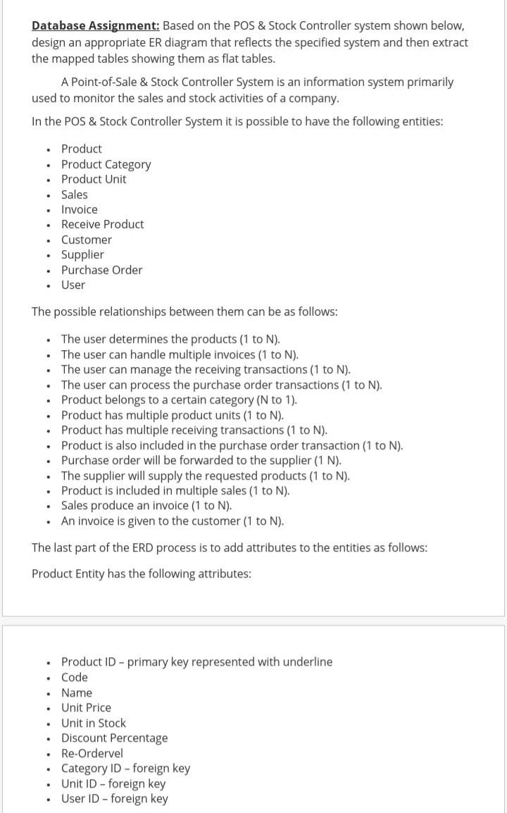 I want the solution as a Diagram using the Entity Relationship