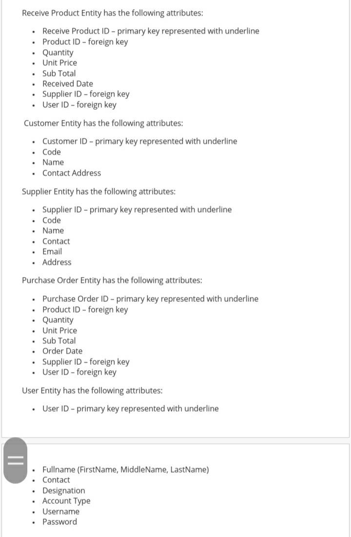 the POS \& Stock Controller system shown below, design an appropriate ER