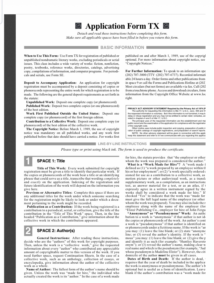 Form TX Exercises 2 (25 points) Intent: Demonstrate from a form to