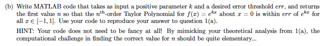 Please I need help with writing this matlab code for question 1.b),