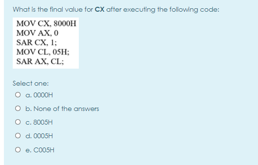 What is the final value for CX after executing the following