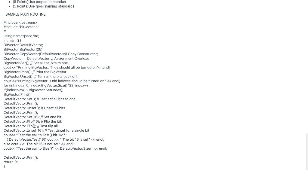 class Bit Vector Implement global operators for a class Implement global operators