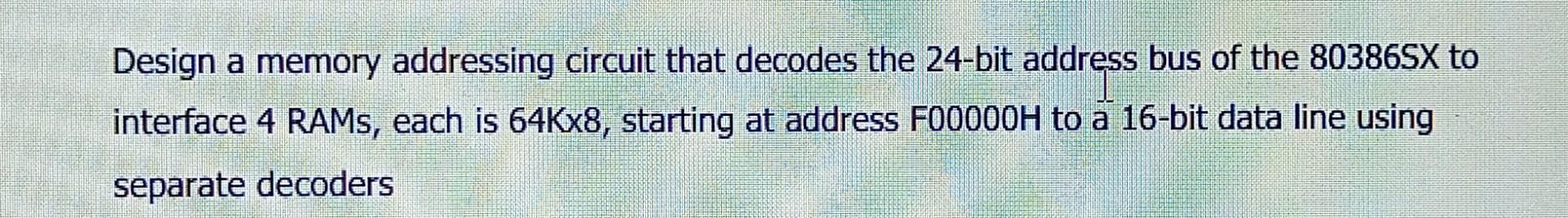 Please draw the design Design a memory addressing circuit that decodes