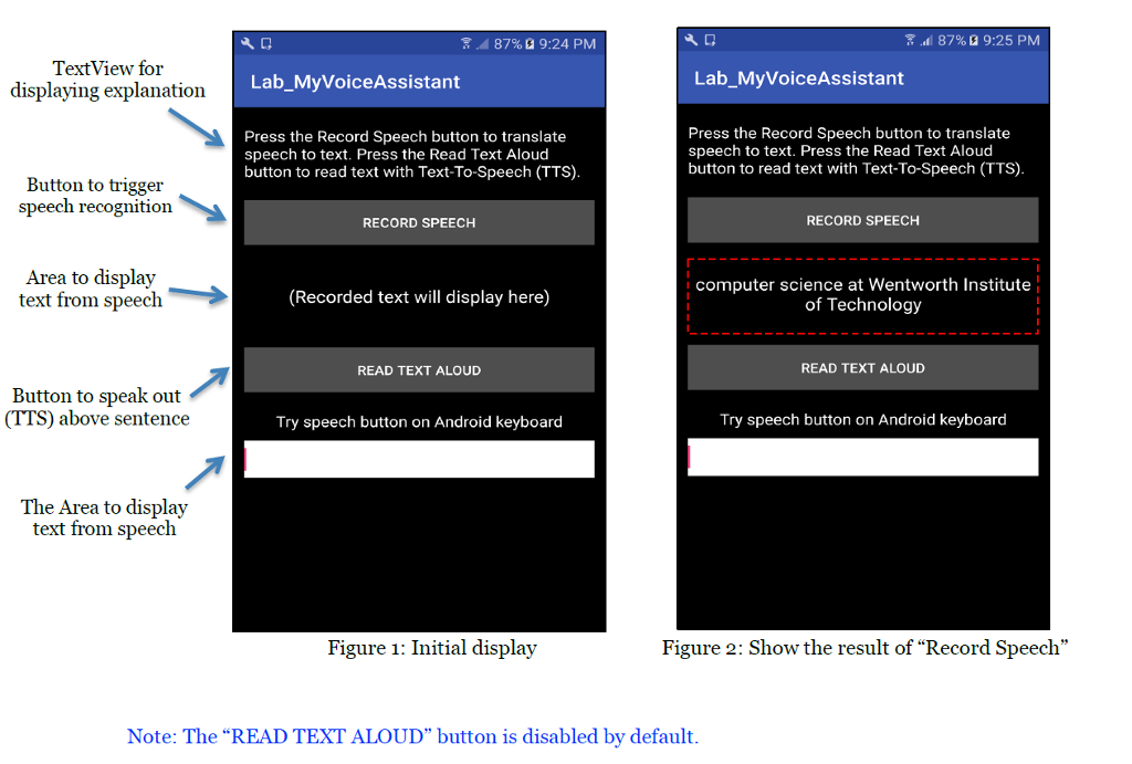 (Android Studio) For my Android Studio assignment, the text to speech via