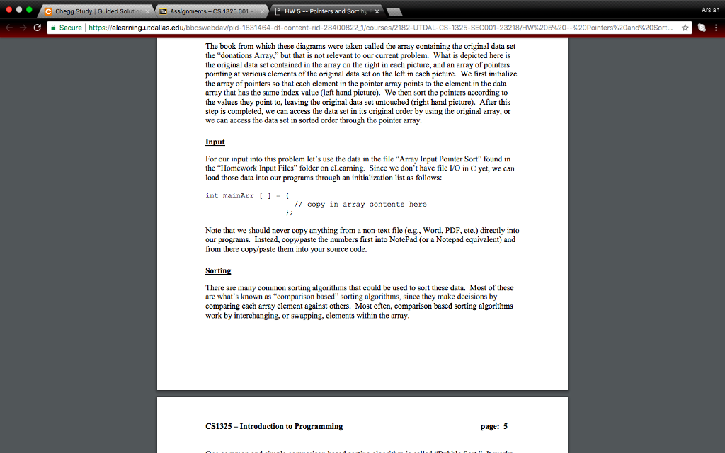 Study | Guided Solutios Assignments-CS 1325.001 HW 5 -Pointers and Sort b