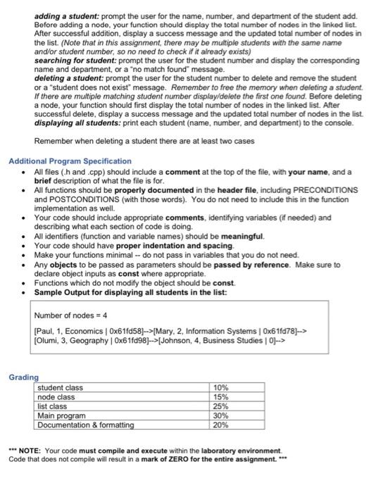 i submitted Create a linked list class in C++ that can add,