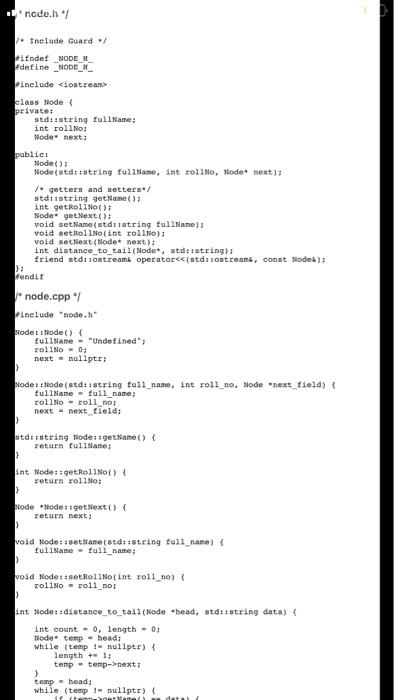 student object, and a pointer to the next node. A student consists