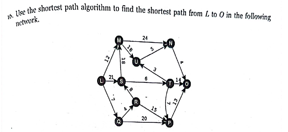 Find the shortest path. Solve using Dijkstra's Algorithm 10. Use the shortest