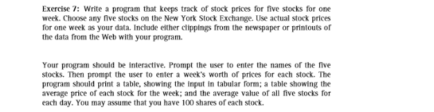 coding in C++ Exercise 7: Write a program that keeps track of