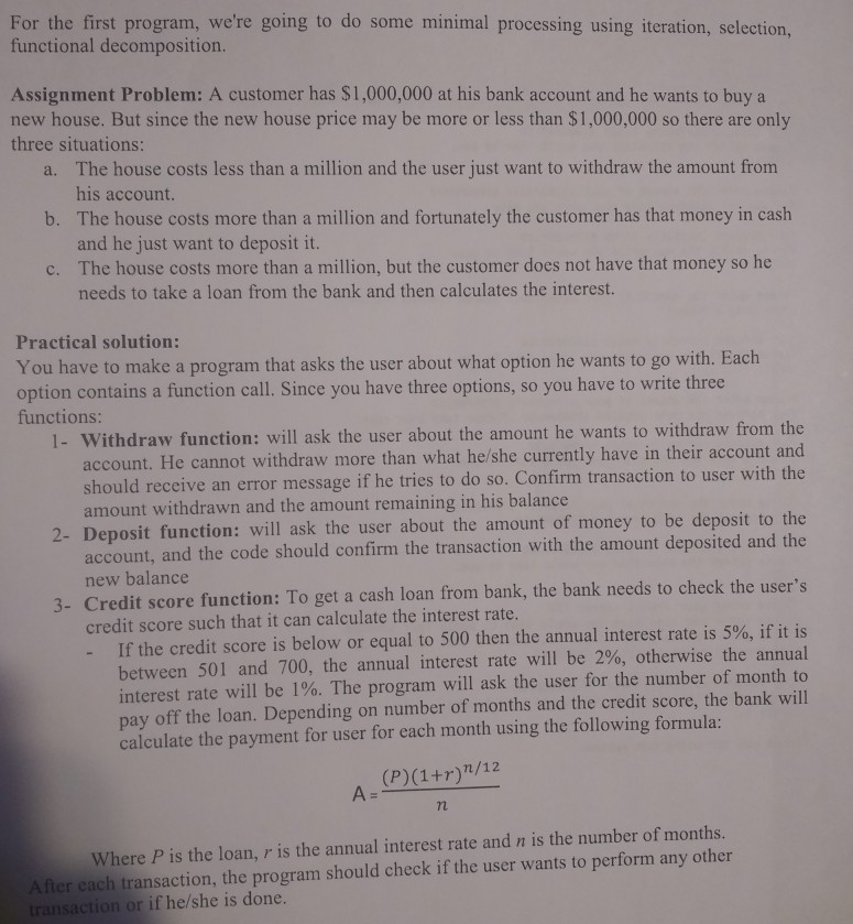 In Visual C++, For the first program, we're going to do some