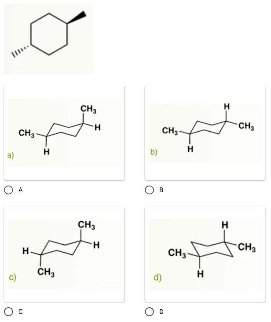 thanks Which structure is different from the following? A B C D