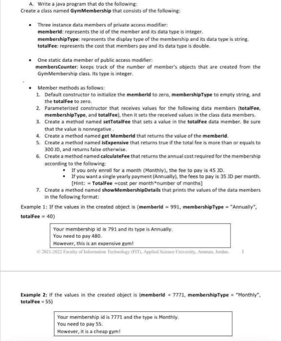 write a java code - Three instance data members of private access