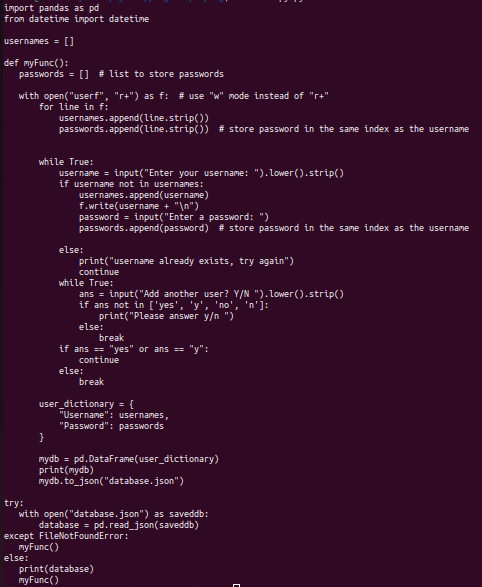 Need Python program to remember passwords I have the following program that