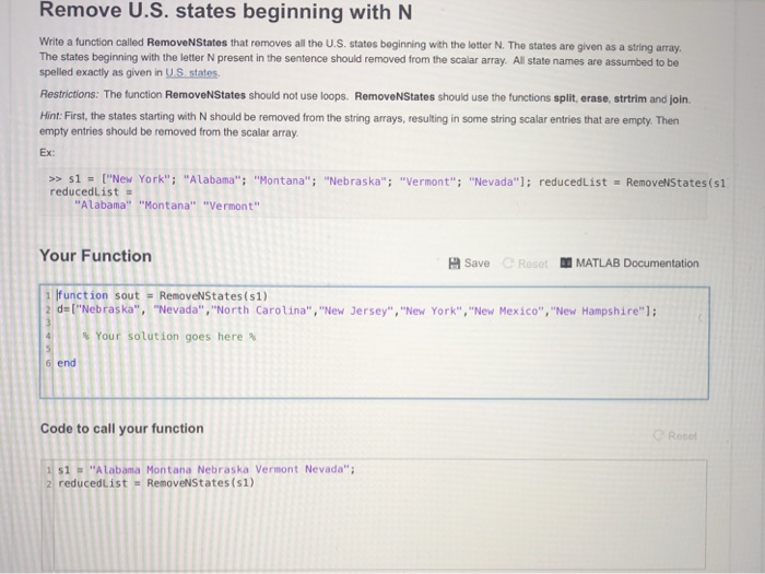  Remove U.S. states beginning withN Write a function called RemoveNStates that
