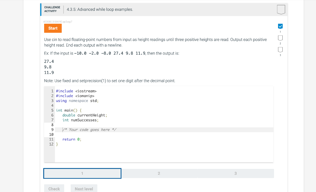  Use cin to read floating-point numbers from input as height readings