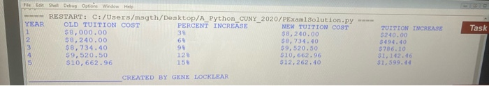  I need a program in Python At a college, the tuition