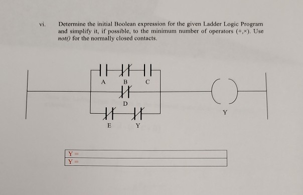  vi, Determine the initial Boolean expression for the given Ladder Logic