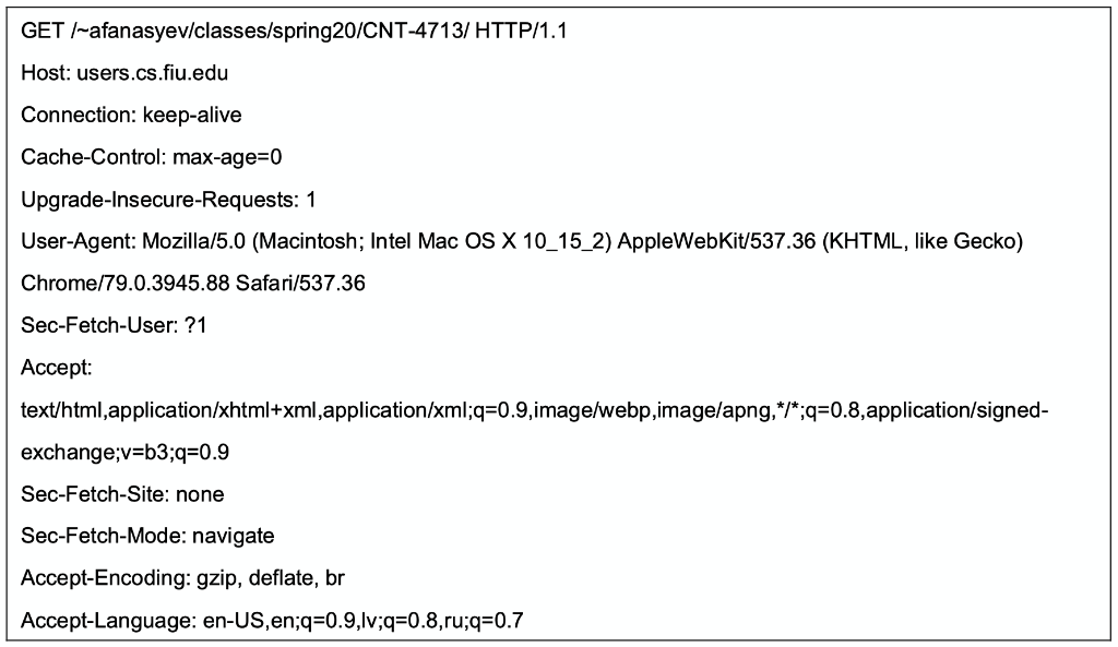 Consider the following HTTP request Answer the following questions based on the