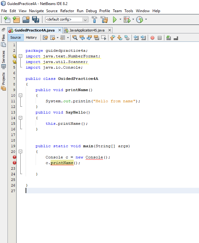 In java, create a program that says "hello from (name)" the number