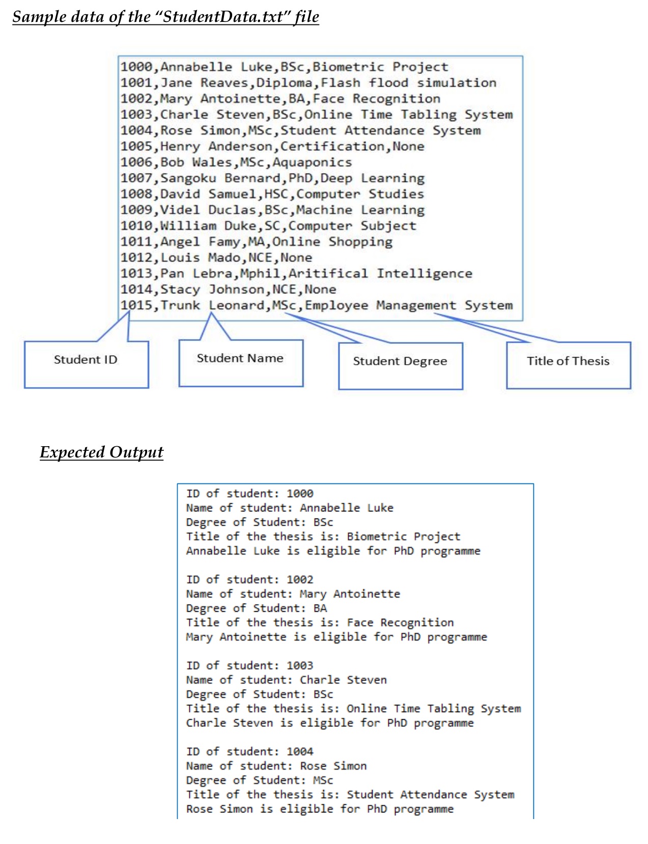  Write a program to create a Student class with variables id,