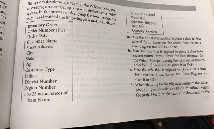  tem development team at the Wilcon developing a new customer order
