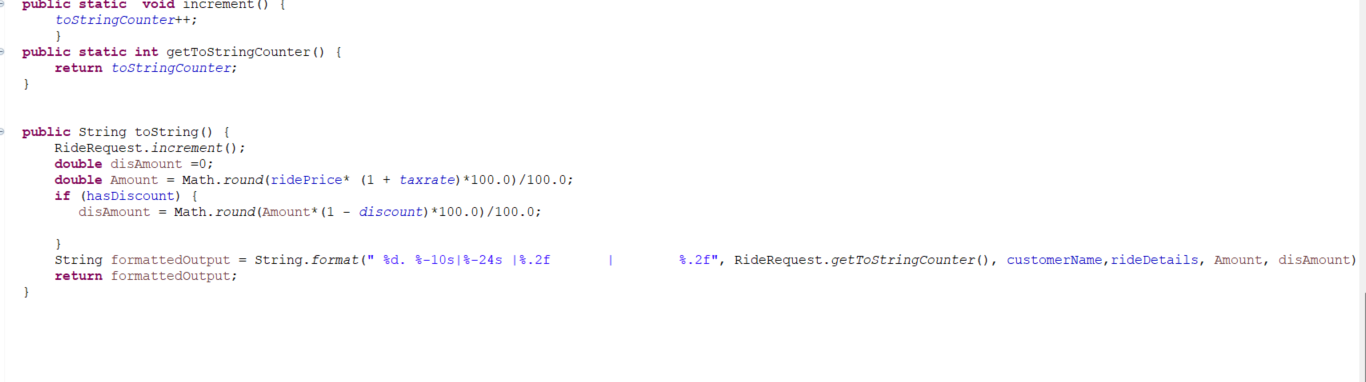  I am creating class name RideRequest where I have given few