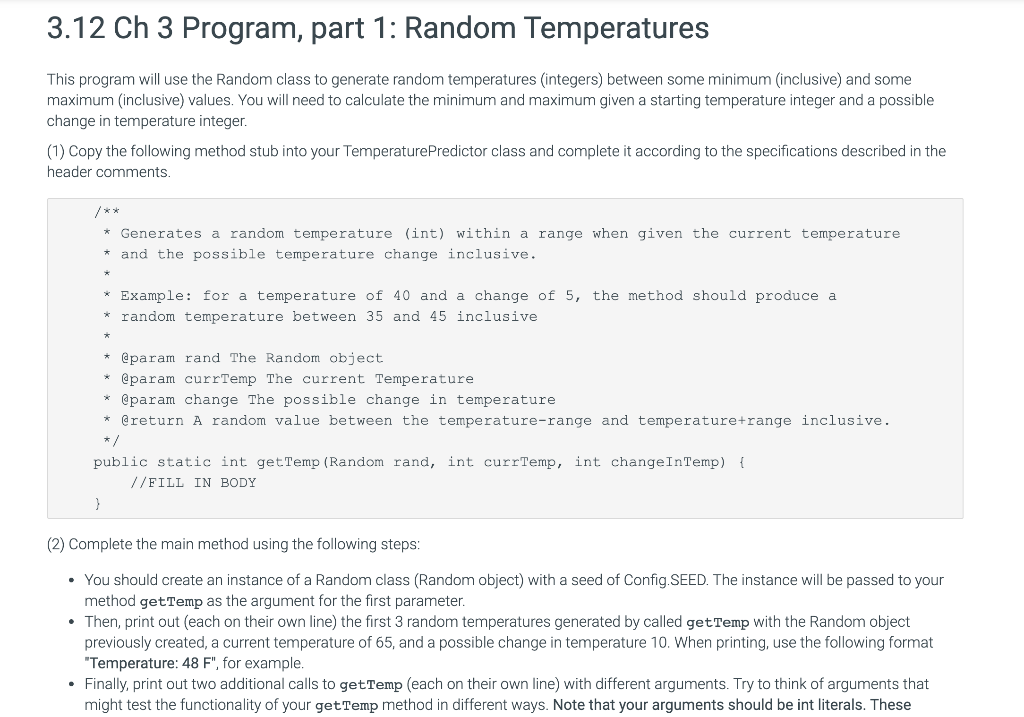 3.12 Ch 3 program , part 1 : random temp. This is