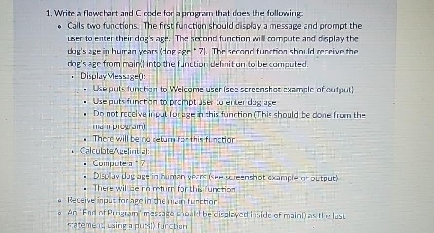  Write a flowchart and C code for a program that does