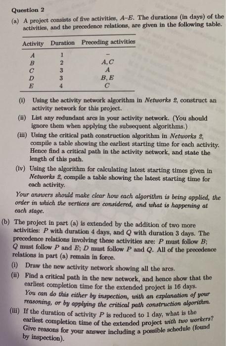 part B please B D E 2 3 3 4 earliest completion