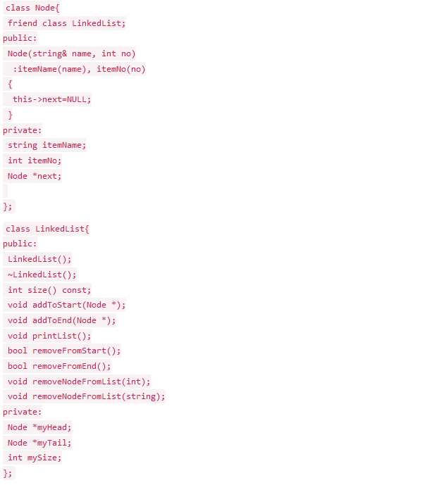 CODE IN C++ - All instructions are included.. both class files and