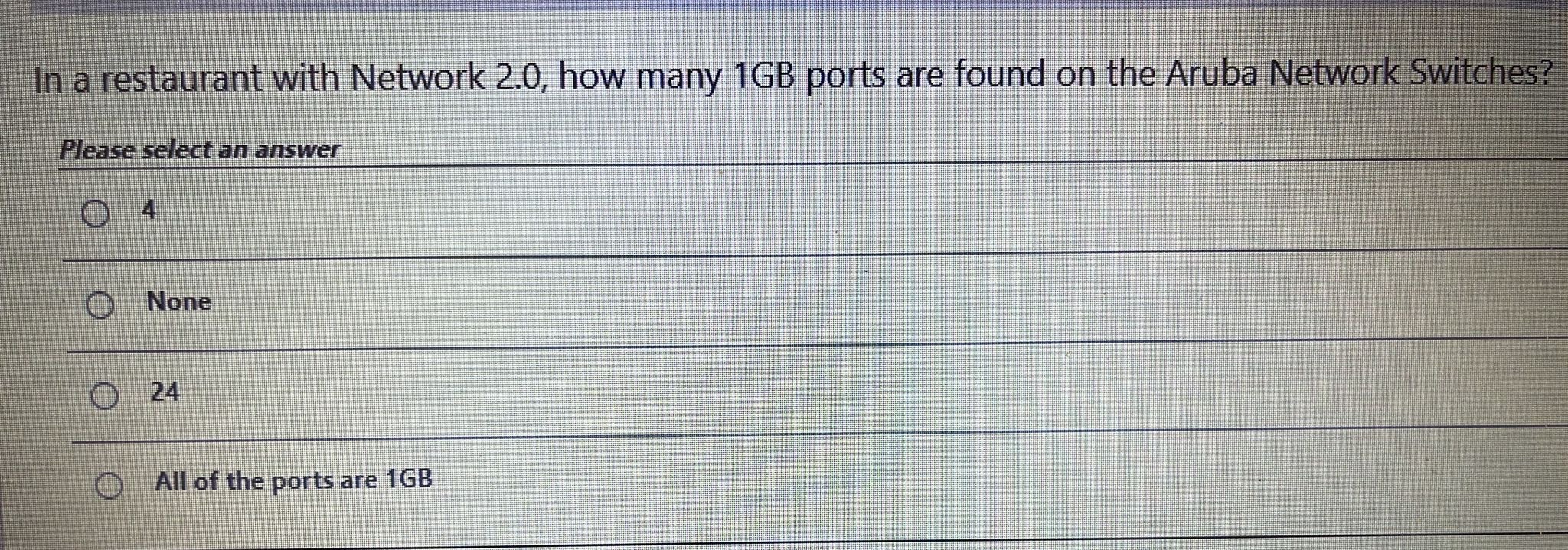  In a restaurant with Network 2.0, how many 1GB ports are