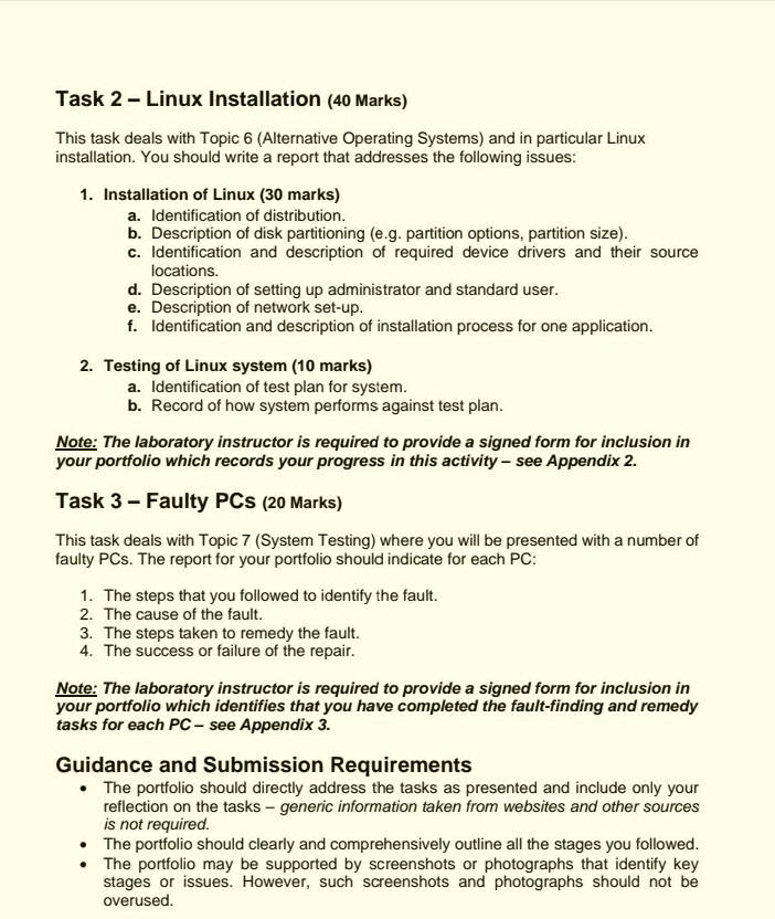 portfolio of work which is used to form the practical assignment. The