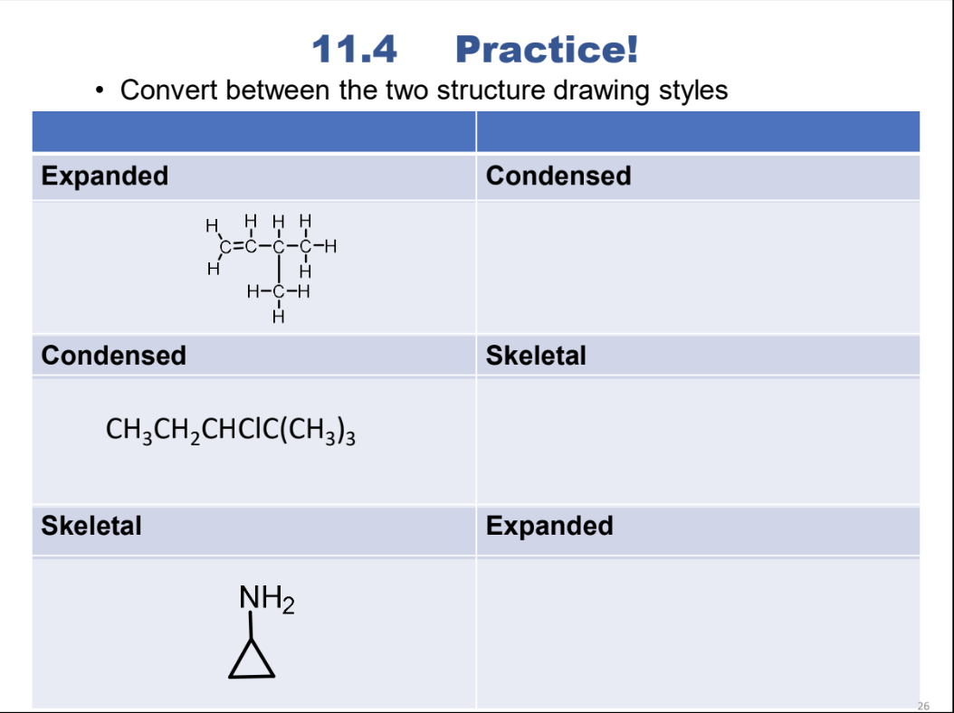  11.4 Practice! - Convert between the two structure drawing styles Expanded