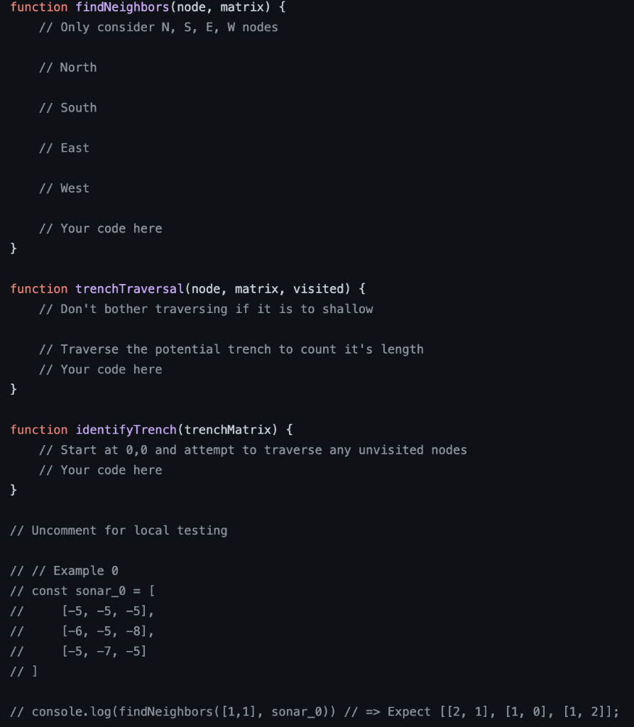javascript only: You have been assigned to work with an undersea explorer