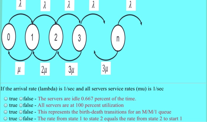  3 If the arrival rate (lambda) is 1/sec and all servers