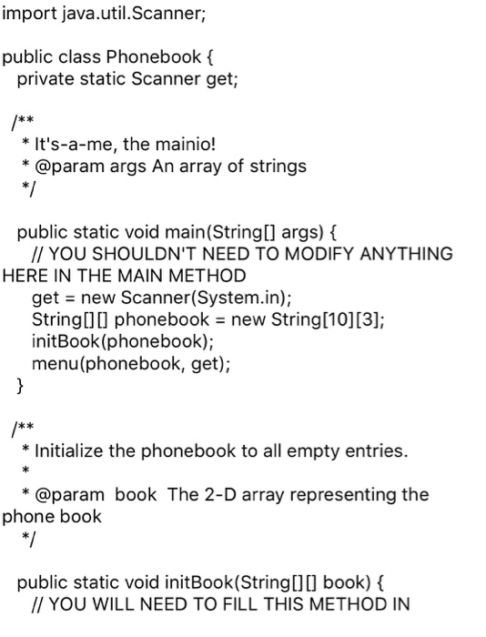 the phone number Here is an example of how the array might