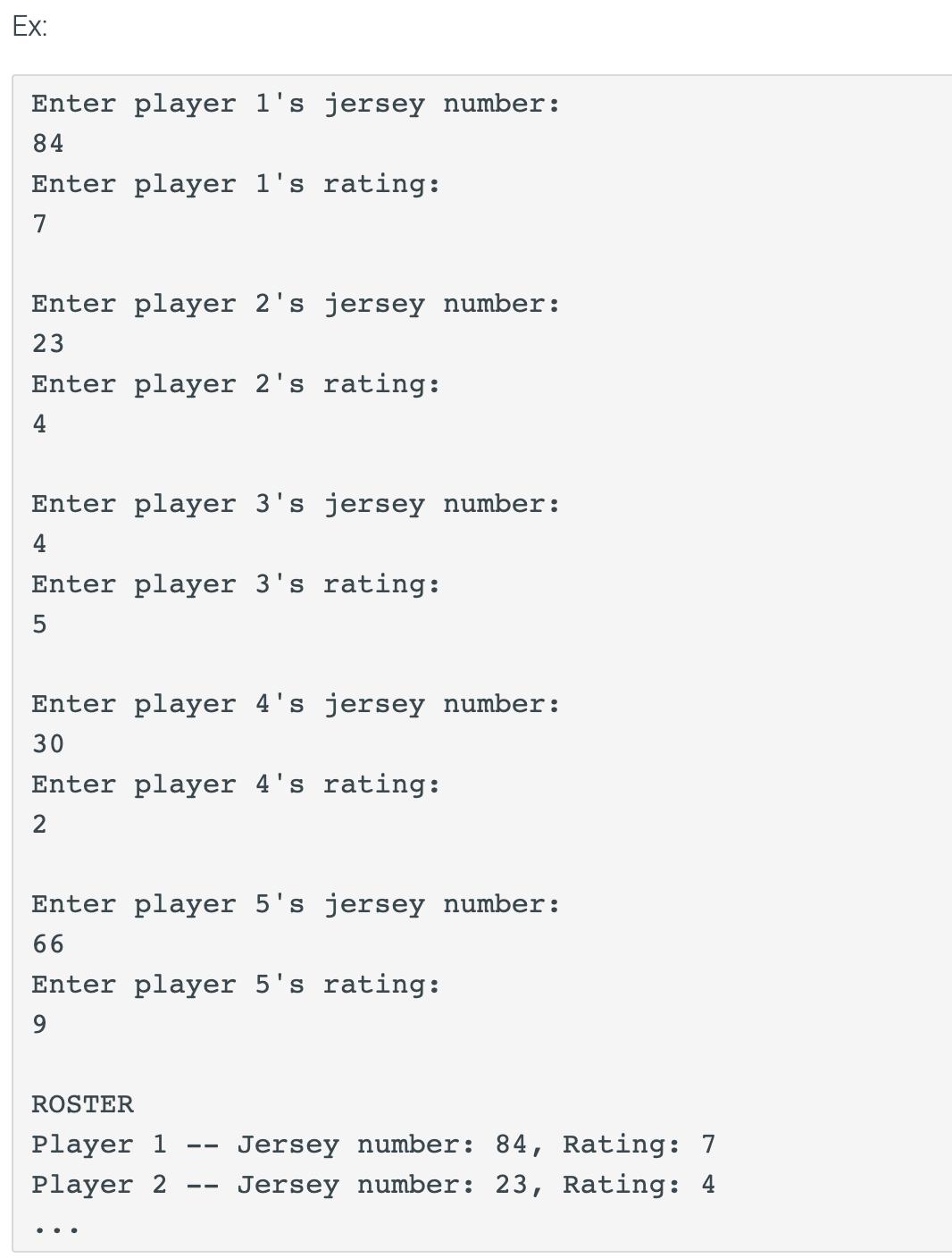  This program will store roster and rating information for a soccer