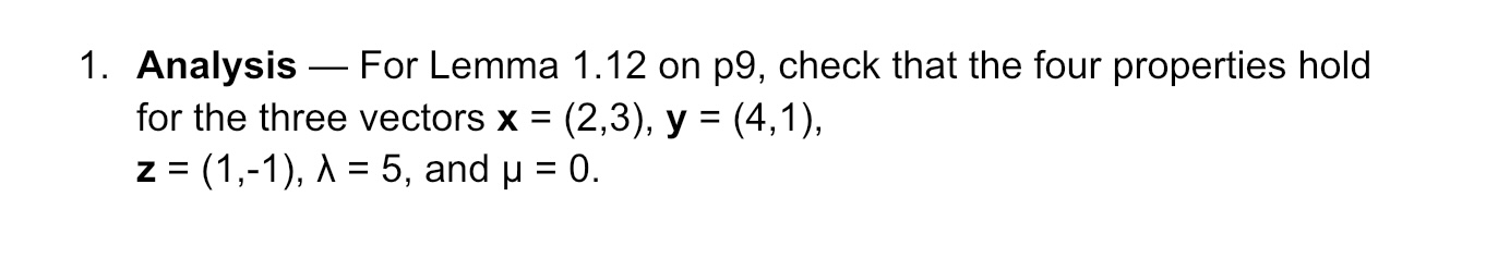  Analysis - For Lemma 1.12 on p9, check that the four