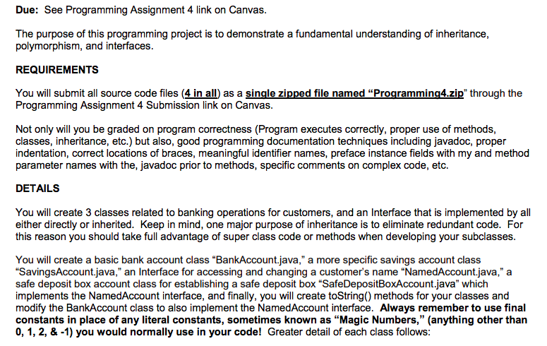  Due: See Programming Assignment 4 link on Canvas The purpose of