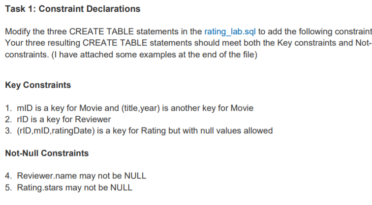 exists Movie; 3drop table if exists Reviewer; drop table if exists Rating;
