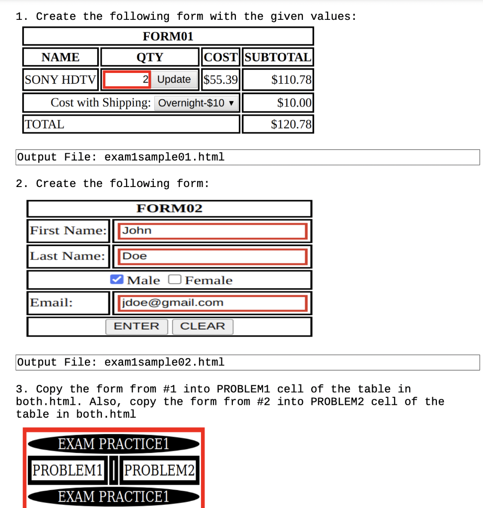 can you help writing this code in html? 1. Create the