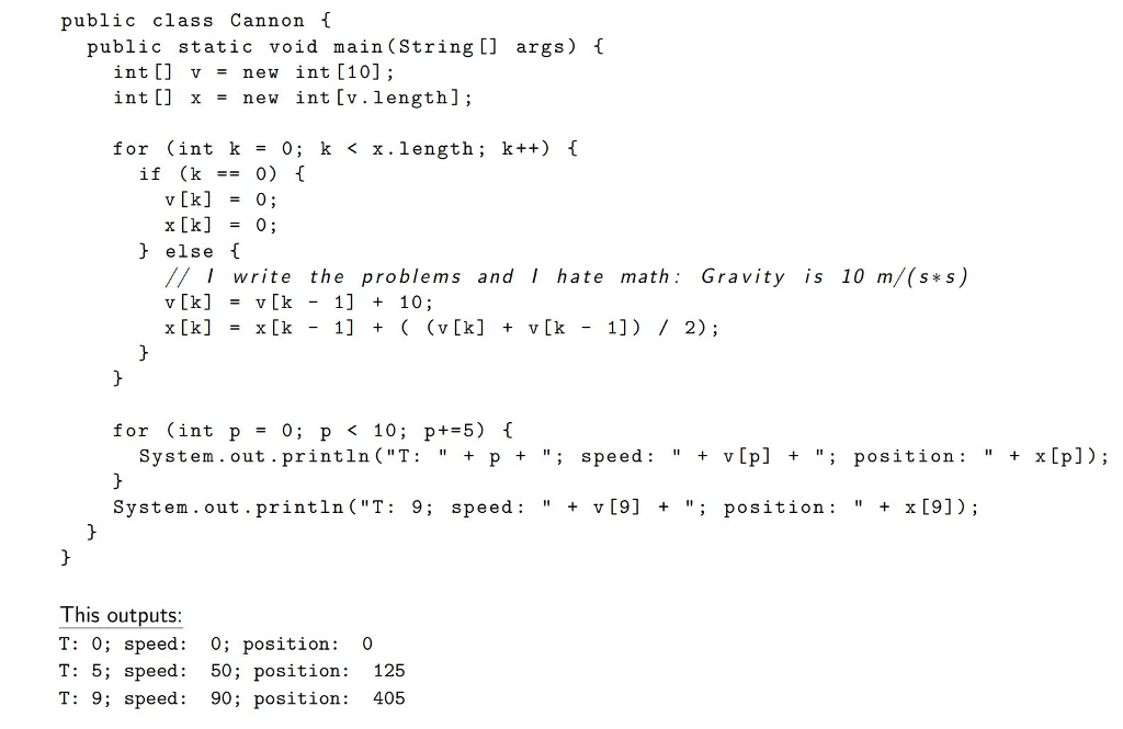 Need to understand the maths why this code outputs T: 0; speed: