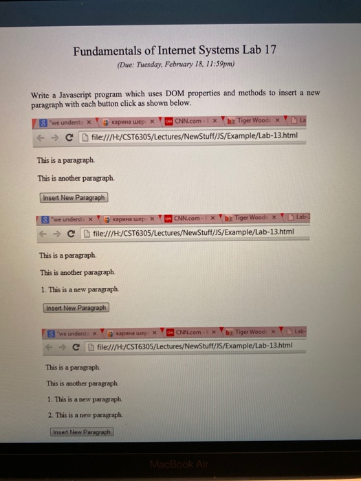  write a javascript program which uses DOM properties and methods to