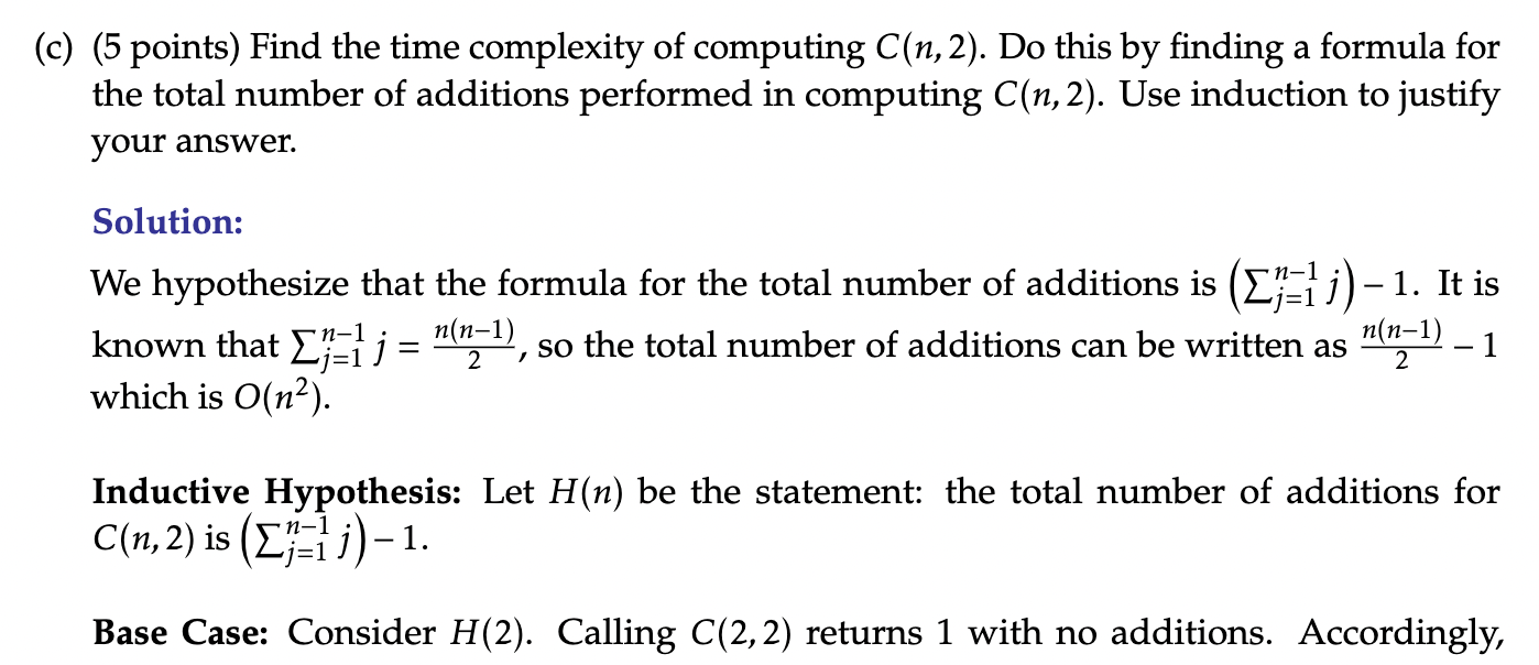 of additions performed in computing C(n,2). Problem 2. Pascal's Triangle The following