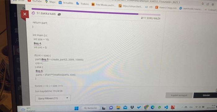 holds pointers to these structs in a dynamically. allocated array called parts.