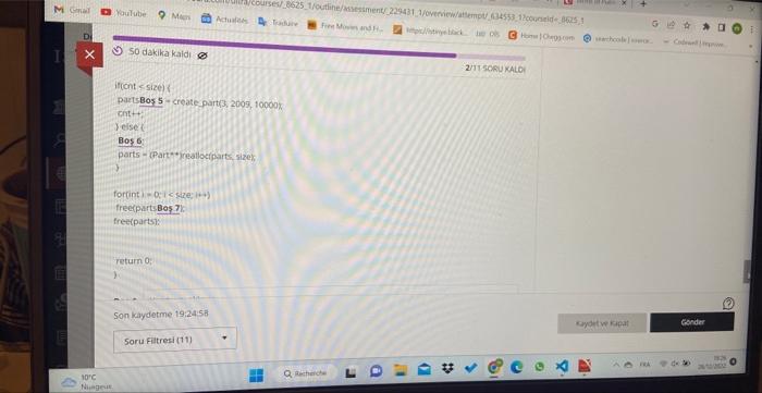 parts has a size of 10 initially. The code is designed so