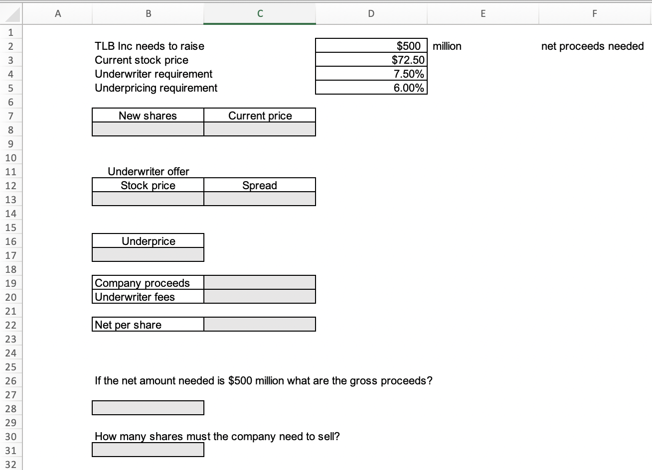  Please use cell references when answering the question! thank you!! :)
