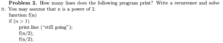 Design and analysis of algorithms Type in answer Problem 2. How many