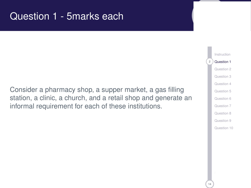  Question 1 - 5marks each Instruction 2 Question 1 Question 2